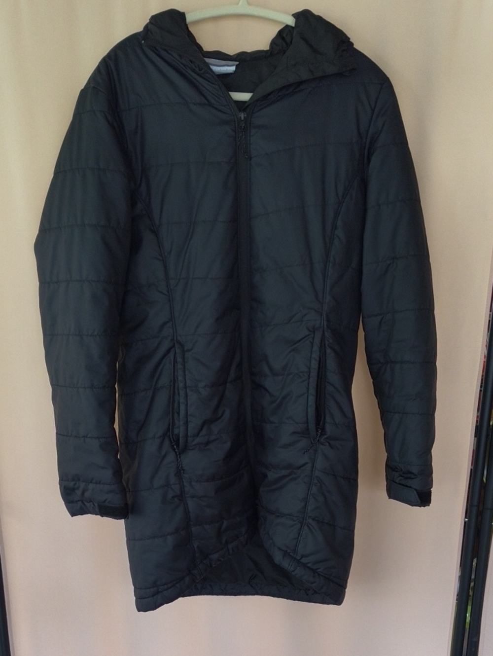 Columbia Women's Black Long Hooded Puffer Jacket Size S